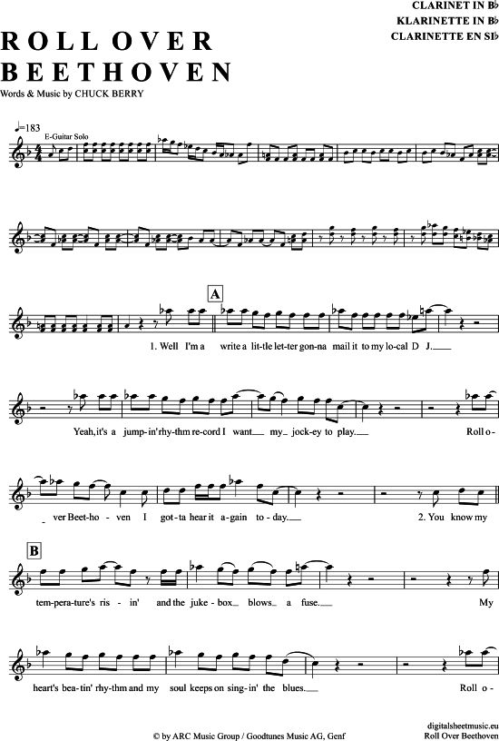 Roll Over Beethoven (Klarinette in B) (Klarinette) von Chuck Berry