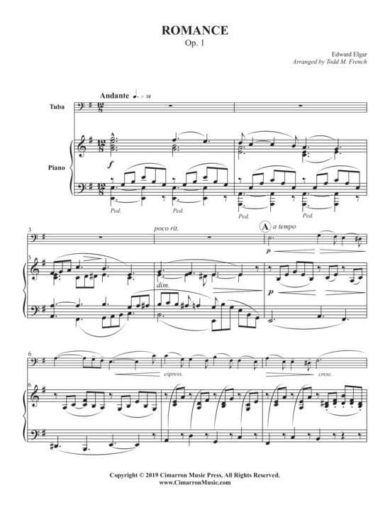 Romance Op. 1 (Tuba + Klavier) (Klavier  Tuba) von Edward Elgar