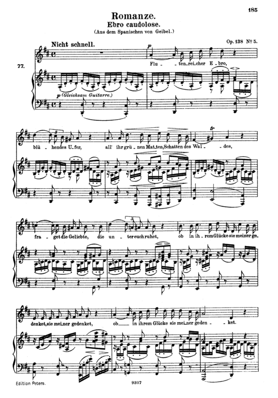 Romanze (Ebro caudolose) Op.128 No.5 (Gesang hoch + Klavier) (Klavier  Gesang hoch) von Robert Schumann