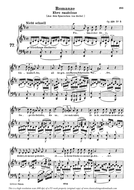 Romanze (Ebro caudolose) Op.128 No.5 (Gesang mittel + Klavier) (Klavier  Gesang mittel) von Robert Schumann