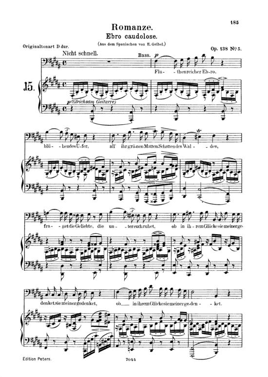 Romanze (Ebro caudolose Op.128) No.5 (Gesang tief + Klavier) (Klavier  Gesang tief) von Robert Schumann