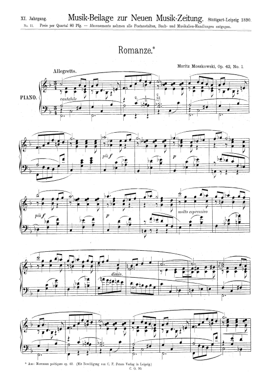 Romanze (Klavier Solo) (Klavier Solo) von Moritz Moszkowski