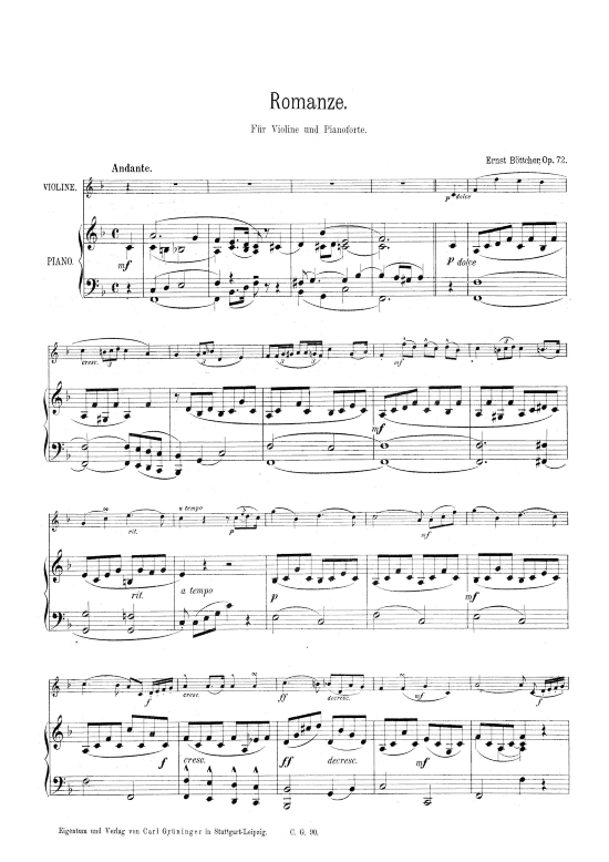 Romanze (Violine + Klavier) (Klavier  Violine) von Ernst B ttcher