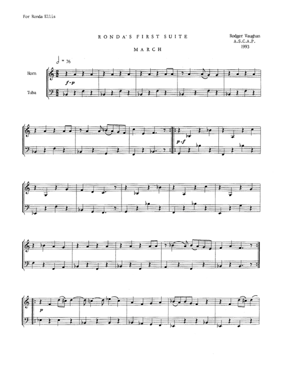 Ronda acute s First Suite (Duett f uuml r Horn + Tuba) (Duett (Blech Brass)) von Rodger Vaughan