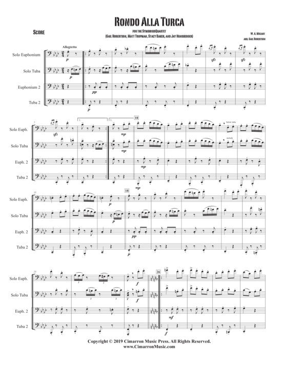 Ronda Alla Turca (Tuba Quartett EETT) (Quartett (Tuba)) von Wolfgang Amadeus Mozart