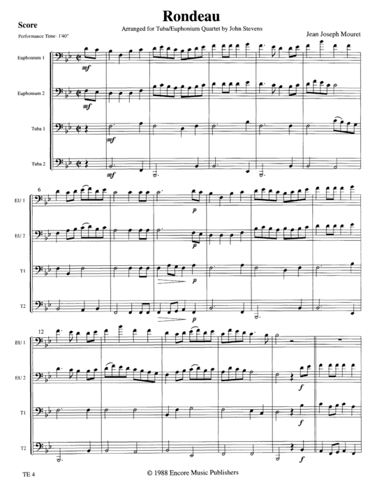Rondeau (Tuba Quartett EETT) (Quartett (Tuba)) von John Stevens