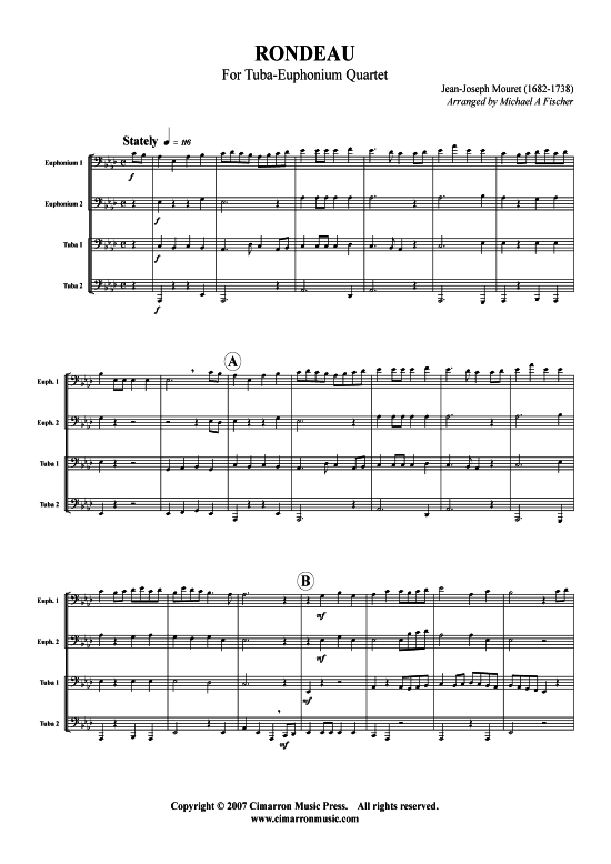 Rondeau (Tuba Quartett 2x Bariton 2xTuba) (Quartett (Tuba)) von Jean Joseph Mouret