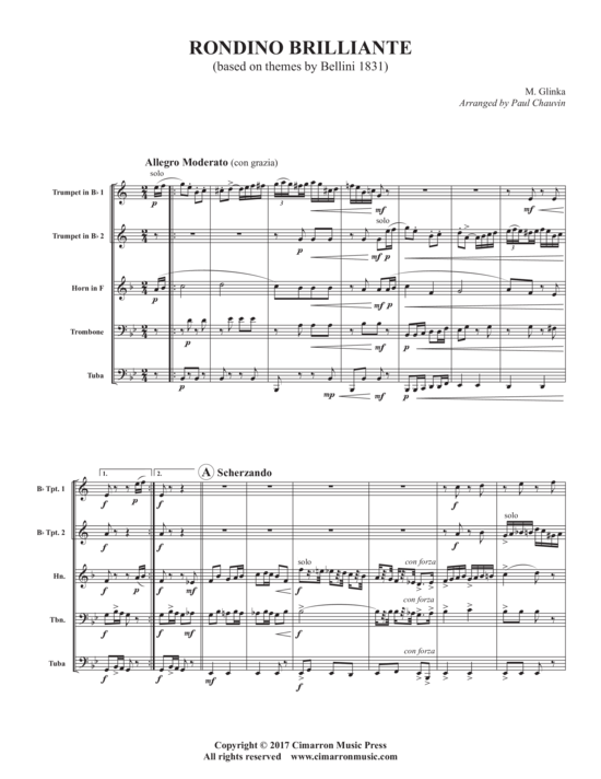 Rondino Brilliante (Blechbl auml serquintett) (Quintett (Blech Brass)) von M. Glinks