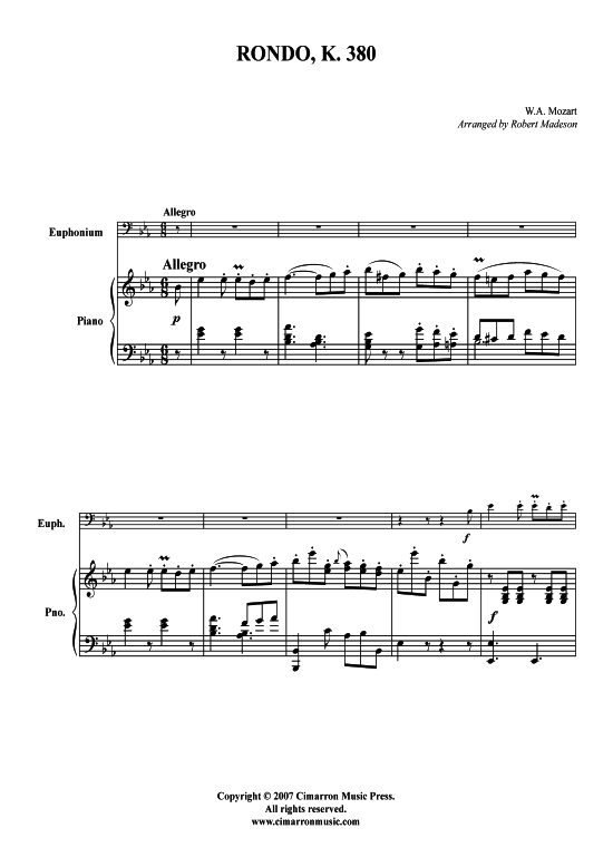 Rondo (Bariton Pos + Klavier) (Klavier  Bariton (Posaune)) von W. A. Mozart (K. 380)