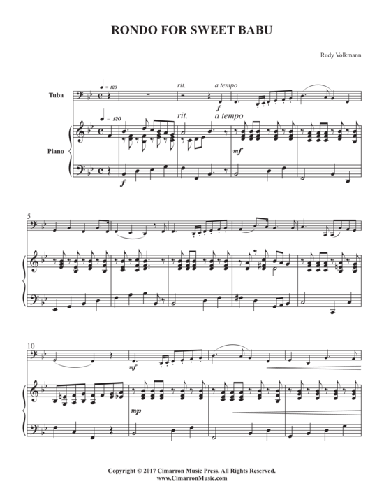 Rondo for Sweet Babu (Tuba + Klavier) (Klavier  Tuba) von Rudy Volkmann