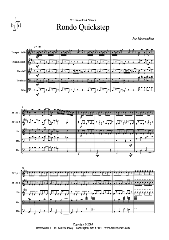 Rondo Quickstep (Blechbl serquintett) (Quintett (Blech Brass)) von Joe Miserendino