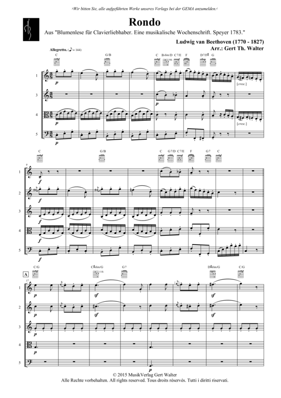 Rondo (Quintett flexible Besetzung) (Quintett (Flexibel)) von L. van Beethoven
