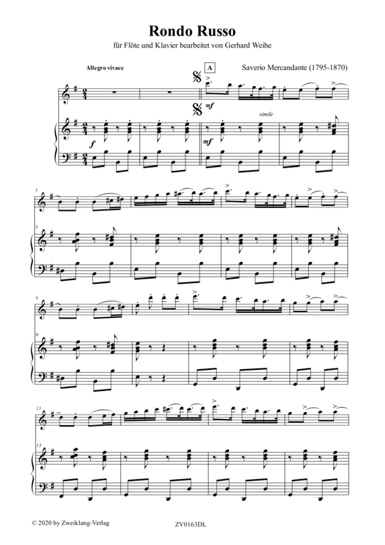Rondo Russo (Querfl te + Klavier) (Klavier  Querfl te) von Saverio Mercadante
