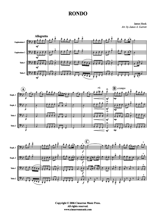 Rondo (Tuba Quartett 2x Bariton 2xTuba) (Quartett (Tuba)) von J. Hook