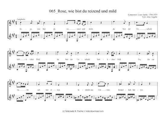 Rose wie bist du reizend und mild (Gitarre + Gesang) (Gitarre  Gesang) von Louis Spohr 1784-1859 