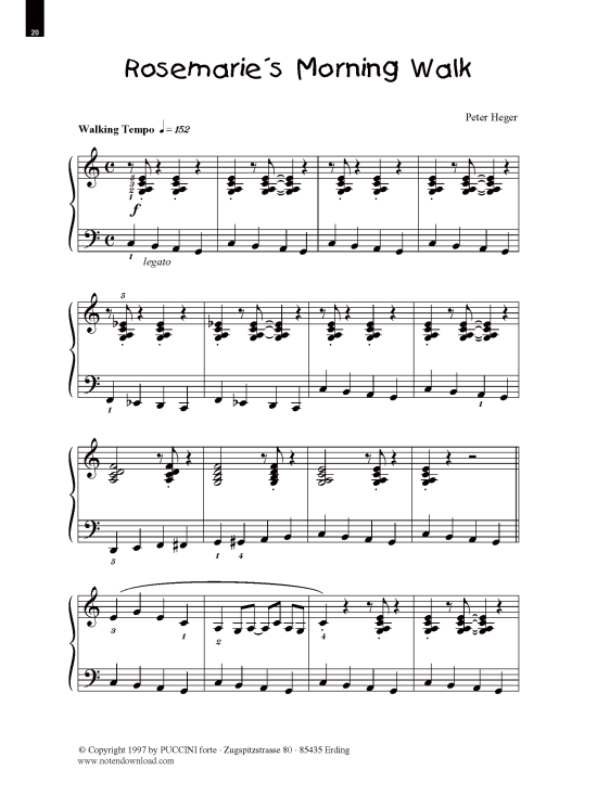 Rosemarie acute s Morning Walk (Klavier Solo leicht) (Klavier einfach) von Peter Heger (aus Boogies Band 2)