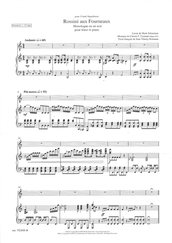 Rossini aux Fourneaux (Tenor + Klavier) (Klavier  Tenor) von Carson P. Cooman