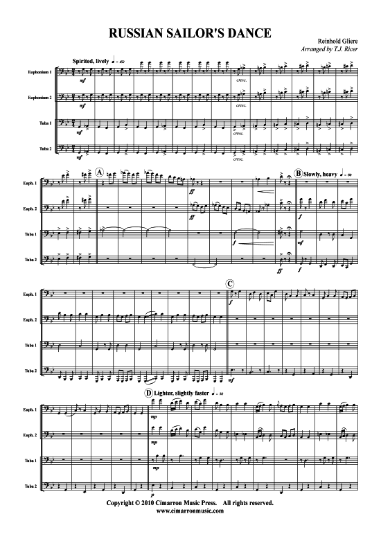 Russian Sailor s Dance (Tuba Quartett 2x Bariton 2xTuba) (Quartett (Tuba)) von Reinhold Glinka