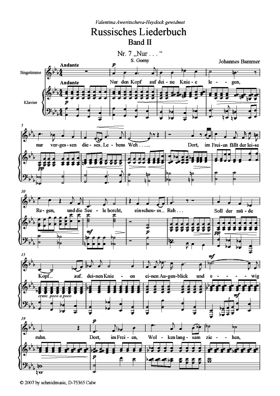 Russisches Liederbuch Band II (Gesang mittel + Klavier) (Klavier  Gesang) von Johannes Bammer (Hrsgb.) 6 Lieder