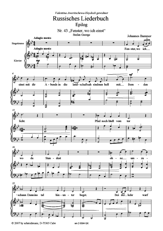 Russisches Liederbuch Epilog (Gesang mittel + Klavier) (Klavier  Gesang) von Johannes Bammer (Hrsgb.) 3 Lieder
