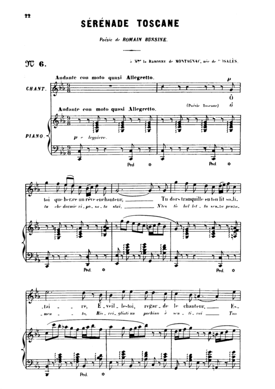 S eacute r eacute nade toscane Op. 3 No.2 (Gesang hoch + Klavier) (Klavier  Gesang hoch) von Gabriel Faur eacute 