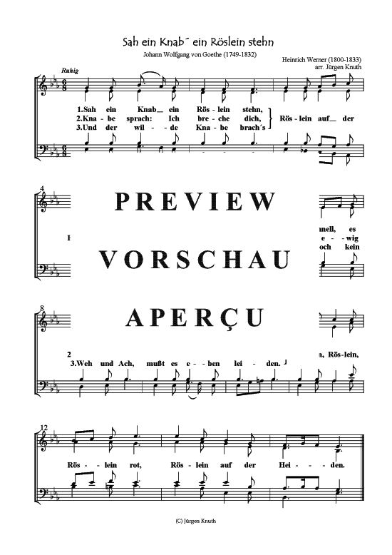 Sah ein Knab ein R slein stehn (Gemischter Chor) (Gemischter Chor) von Heinrich Werner (1800-1833) arr.J rgen Knuth