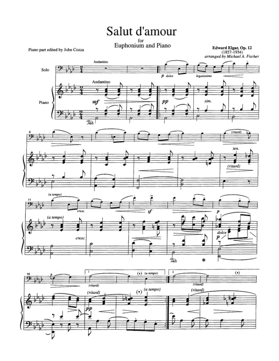 Salut d acute Amour (Euphonium + Klavier) (Klavier  Euphonium) von Edward Elgar