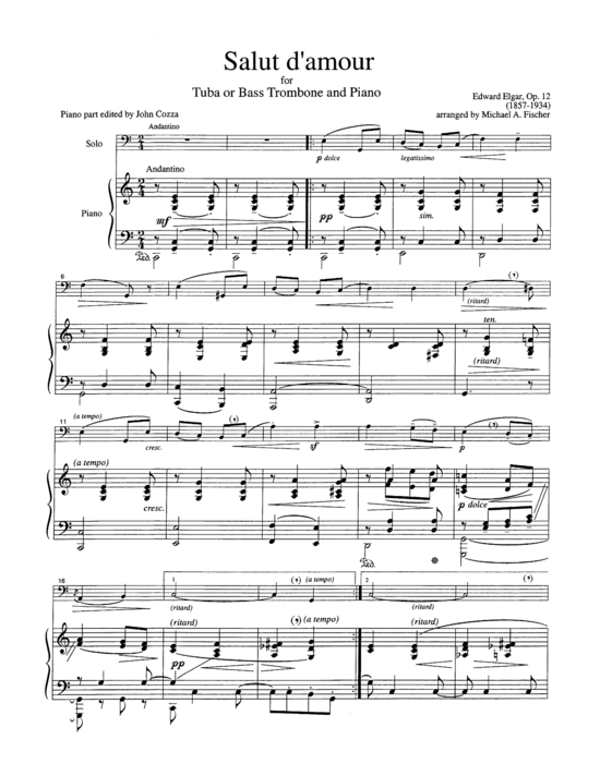 Salut d acute Amour (Tuba Bass Posaune + Klavier) (Klavier  Tuba) von Edward Elgar