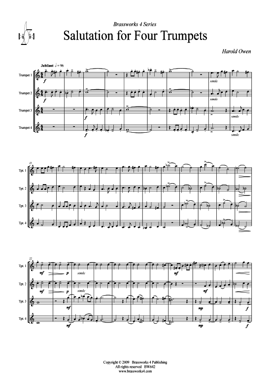 Salutation f r vier Trompeten (4x Trompeten) (Quartett (Trompete)) von Harold Owen