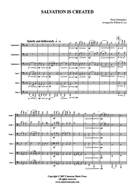 Salvation is Created (Tuba-Ensemble Bariton Pos+Tuba) (Ensemble (Blechbl ser)) von Pavel Tchesnokov (Chesnokov)
