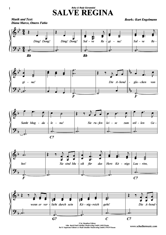 Salve Regina (Klavier + Gesang) (Klavier Gesang  Gitarre) von Belsy amp Rudy Giovannini