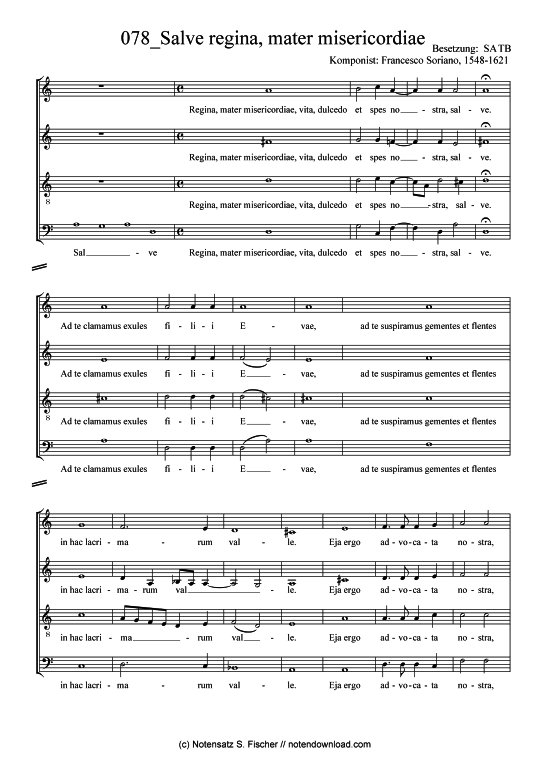 Salve regina mater misericordiae (Gemischter Chor) (Gemischter Chor) von Giuseppe Antonio Bernabei 1649-1732 