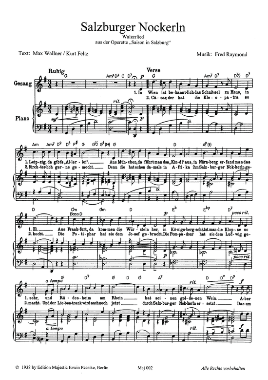 Salzburger Nockerln (Klavier + Gesang) (Klavier Gesang  Gitarre) von Aus Saison in Salzburg (Operette)