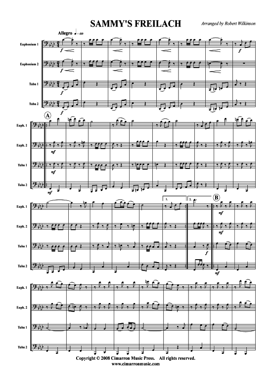 Sammy s Freilach (Tuba Quartett 2x Bariton 2xTuba) (Quartett (Tuba)) von Traditional