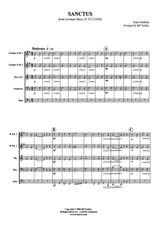 Sanctus (Blechbl serquintett) (Quintett (Blech Brass)) von Franz Schubert (aus Deutsche Messe)