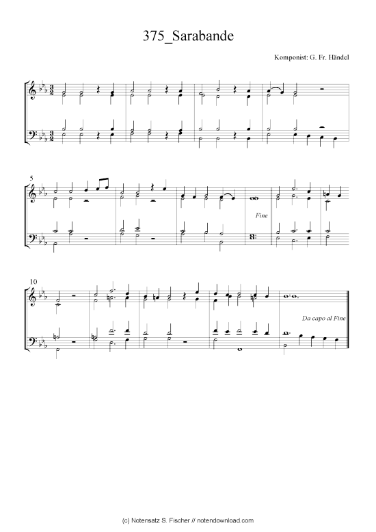 Sarabande (Quartett in C) (Quartett (4 St.)) von G. Fr. H ndel