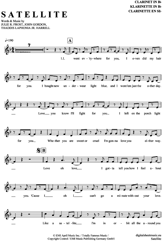 Satellite (Klarinette in B) (Klarinette) von Lena Meyer-Landrut