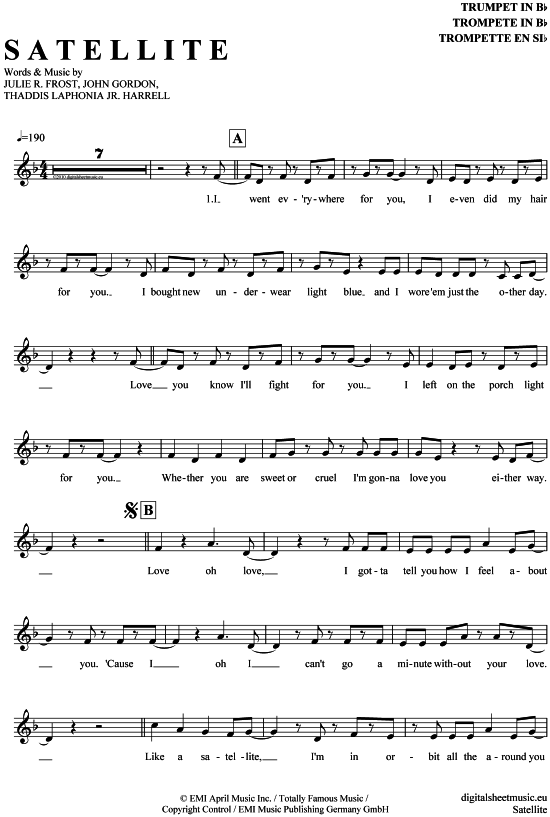 Satellite (Trompete in B) (Trompete) von Lena Meyer-Landrut