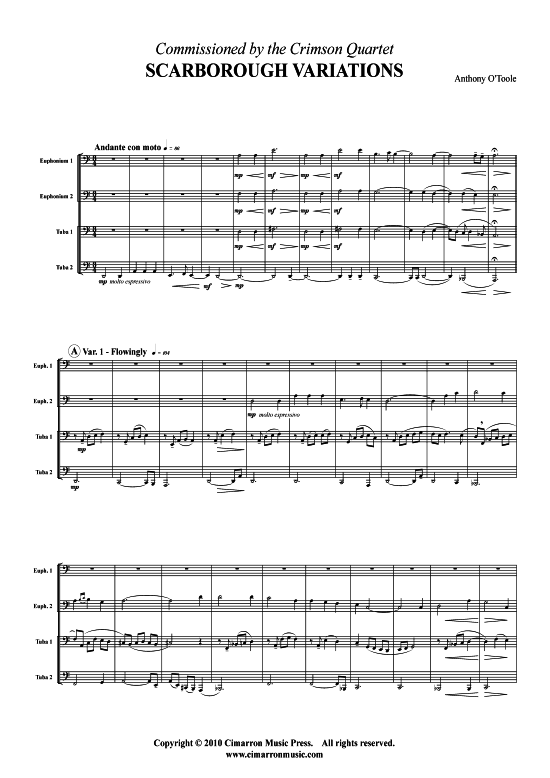 Scarborough Variations (Tuba Quartett 2x Bariton 2xTuba) (Quartett (Tuba)) von Anthony O Toole