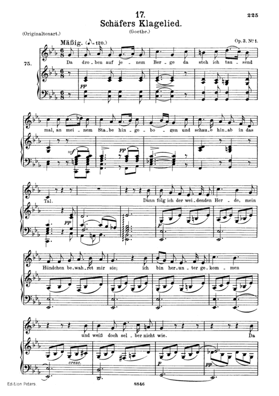 Sch auml fers Klagelied D.121 (Gesang mittel + Klavier) (Klavier  Gesang mittel) von Franz Schubert