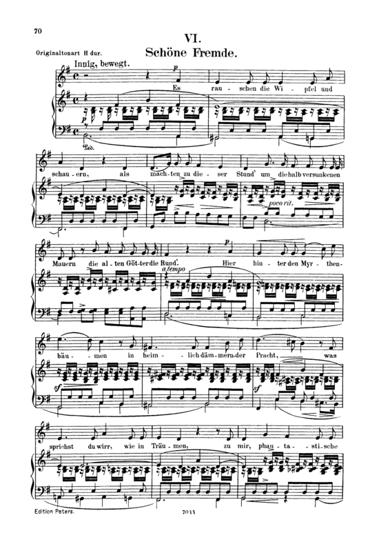 Sch ouml ne Fremde Op.39 No.6 (Gesang tief + Klavier) (Klavier  Gesang tief) von Robert Schumann