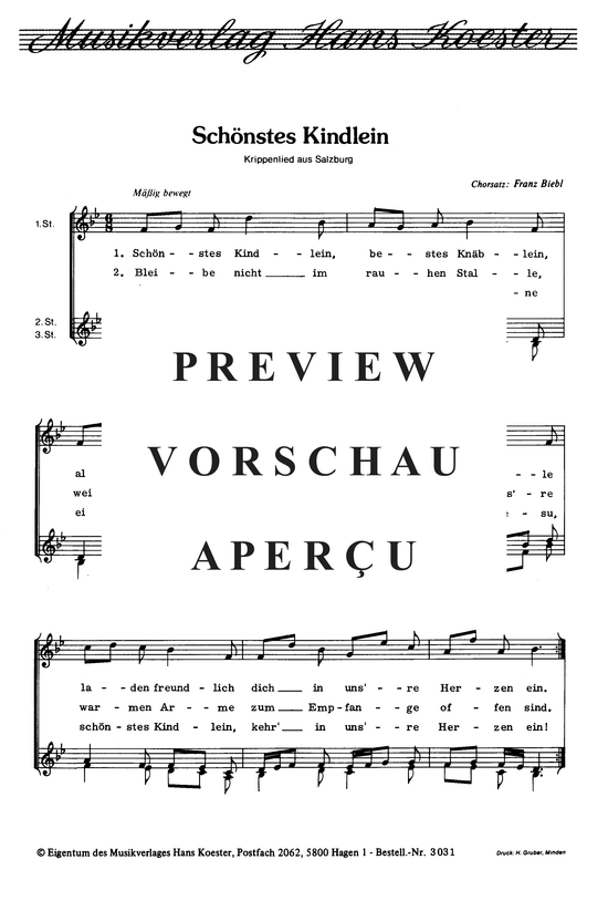 Sch ouml nstes Kindlein (Frauenchor) (Frauenchor) von Krippenlied aus Salzburg (Satz Franz Biebl)