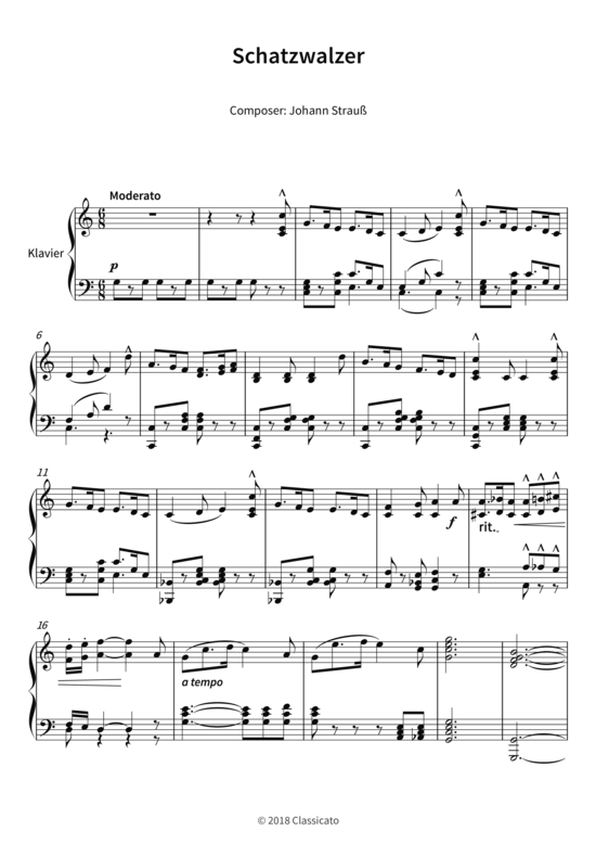 Schatzwalzer (Klavier Solo) (Klavier Solo) von Johann Strau 