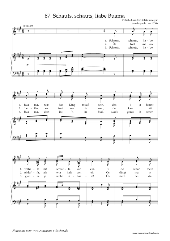 Schauts schauts liabe Buama (Klavier + Gesang) (Klavier  Gesang) von Weihnachtslied aus dem Salzkammergut