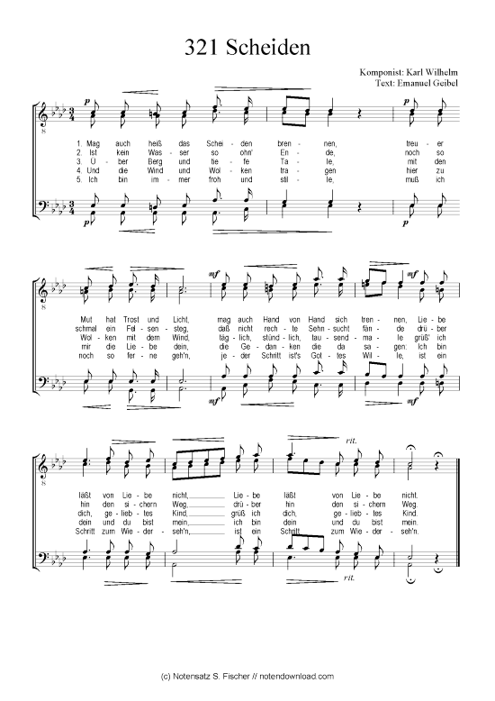 Scheiden (M nnerchor) (M nnerchor) von Karl Wilhelm  Emanuel Geibel