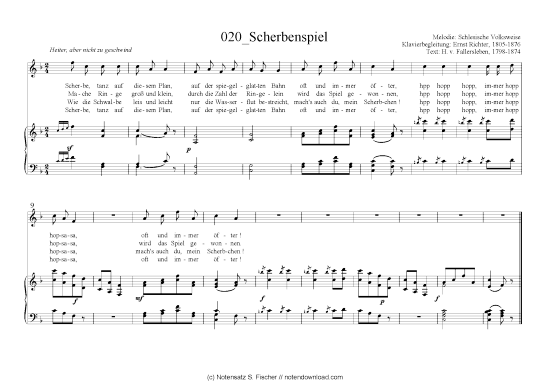 Scherbenspiel (Klavier + Gesang) (Klavier  Gesang) von Schlesische Volksweise