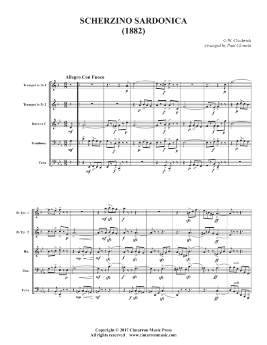 Scherzino Sardonica (1882) (Blechbl auml serquintett) (Quintett (Blech Brass)) von G.W. Chadwick