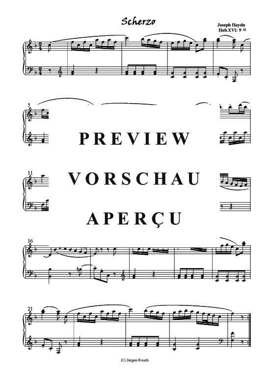 Scherzo Hob.XVI 9 III (Orgel Klavier Solo) (Klavier Solo) von Joseph Hadyn