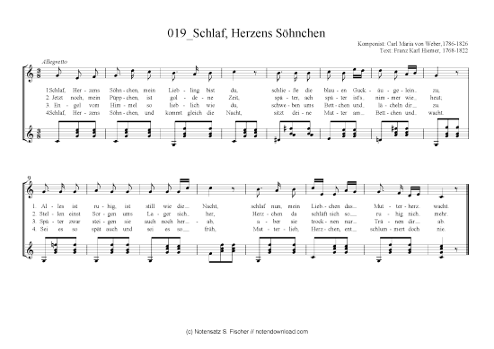 Schlaf Herzens S hnchen (Gitarre + Gesang) (Gitarre  Gesang) von Carl Maria von Weber 1786-1826  Franz Karl Hiemer 1768-1822