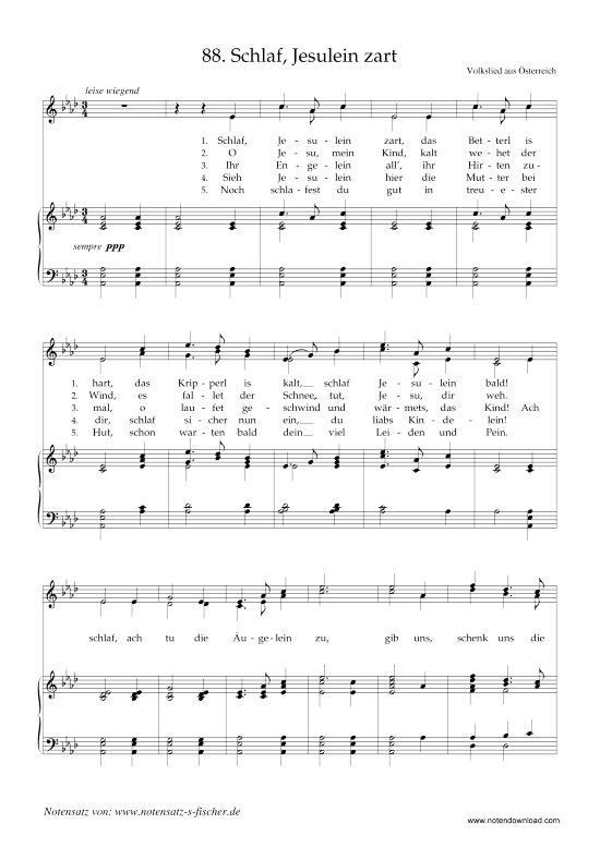 Schlaf Jesulein zart (Klavier + Gesang) (Klavier  Gesang) von Weihnachtslied aus sterreich